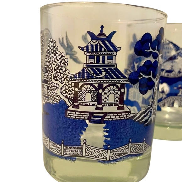 Johnson Brothers Willow Blue 10oz Double Old Fashioned England Vintage Set of 4 - Picture 6 of 7